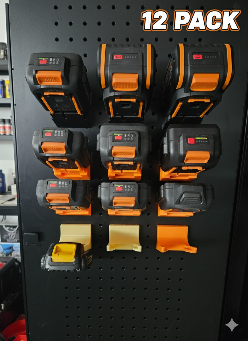 Worx PowerTool Battery Holder (12 PACK) for 1" Pegboard