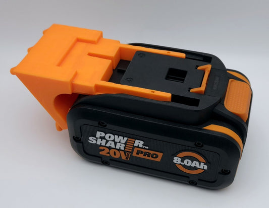 WORX power tool battery holder – 3D printed pegboard mount for shop organization