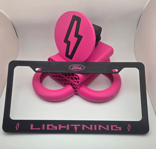Ford F-150 Lightning/Flash PINK PACK "LIGHTNING BOLT or FORD LOGO" Color-Matched Interior/Exterior Accessory Gift Pack Kit