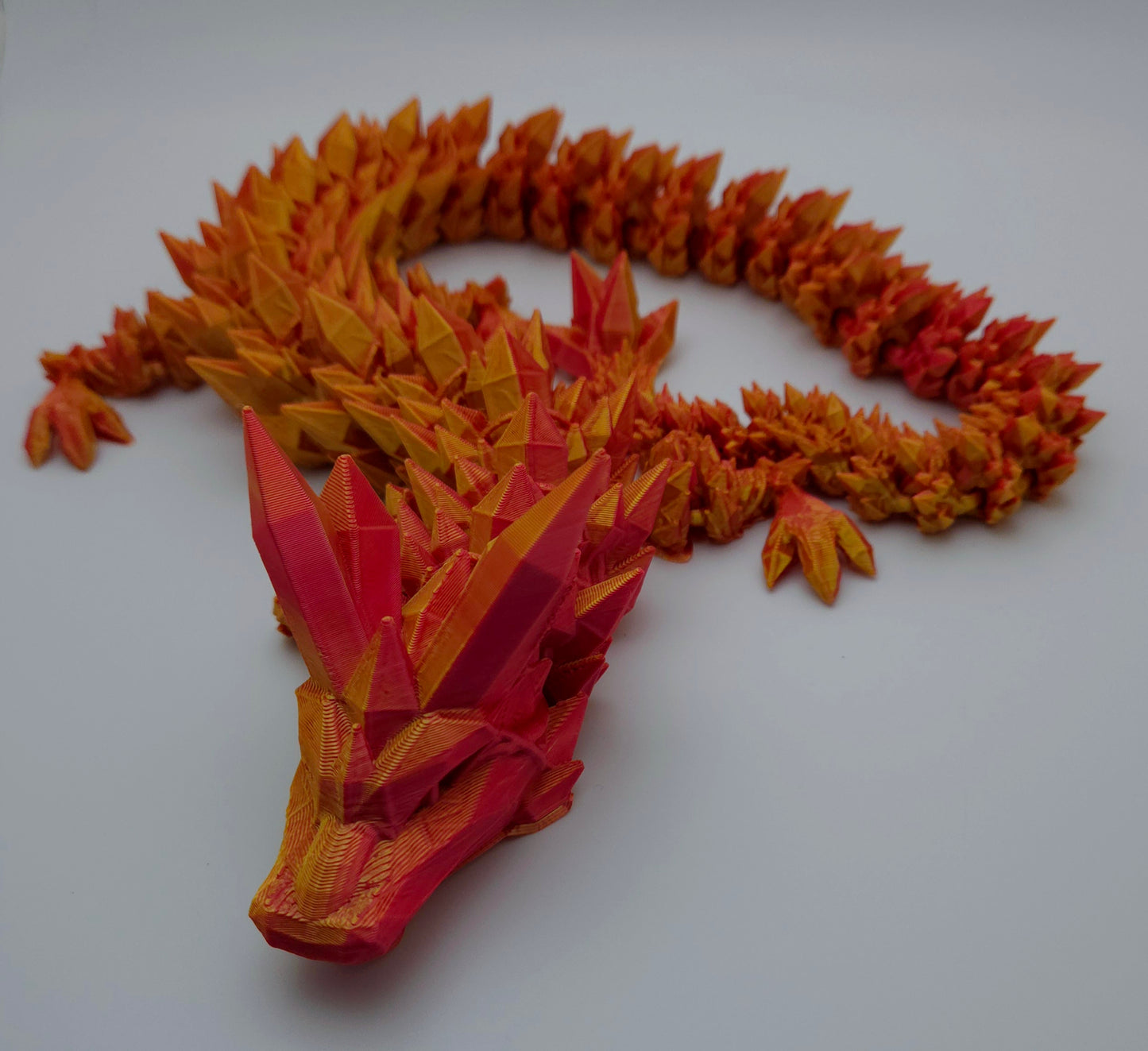 24-inch red and gold articulated crystal dragon – 3D printed fantasy display figure