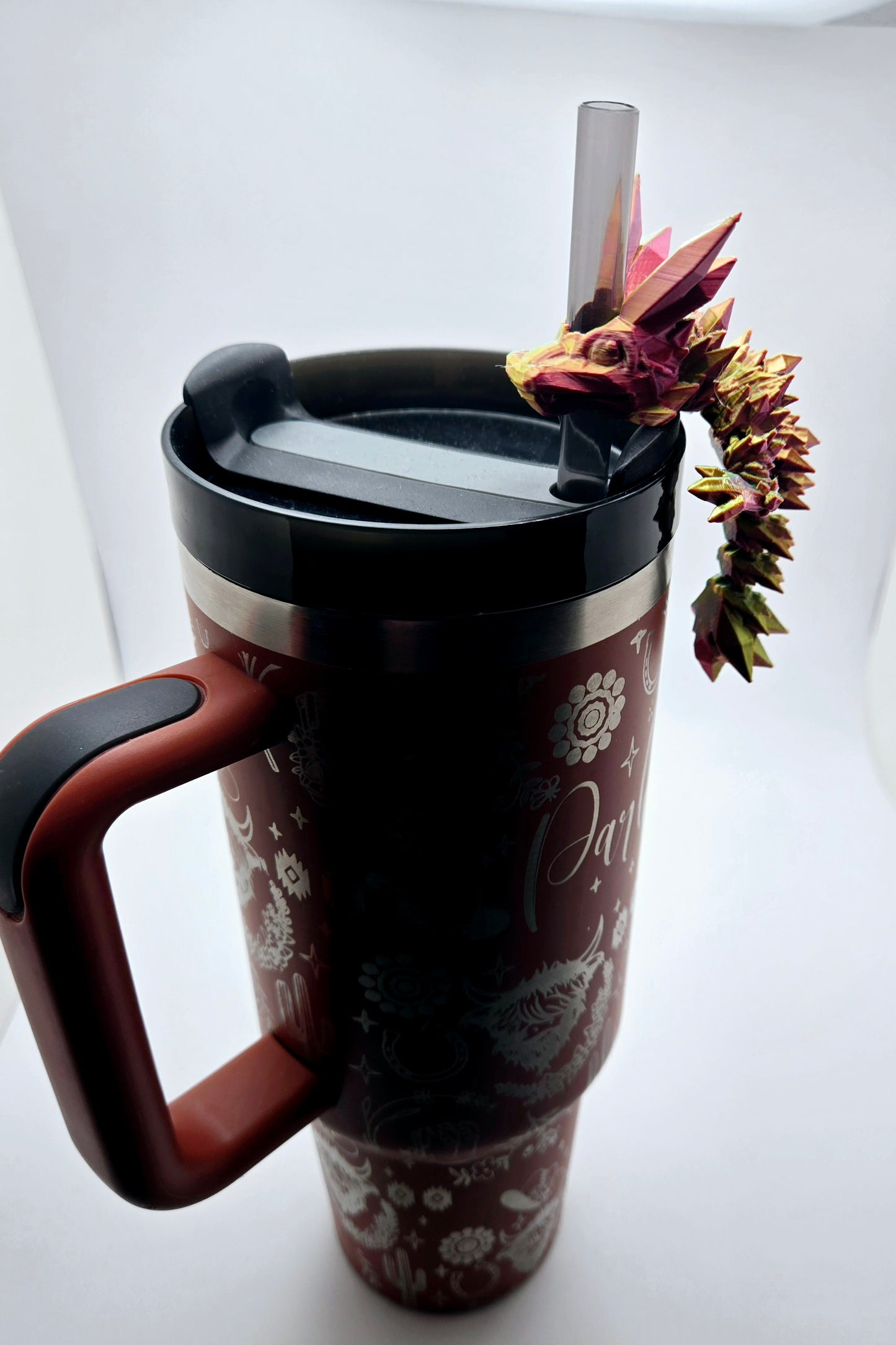 3D printed dragon straw topper – fantasy accessory for tumblers and drinks