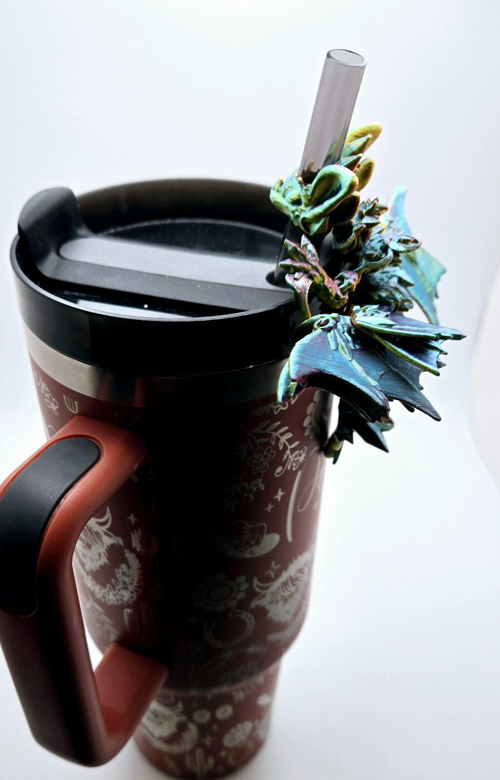 3D printed dragon straw topper – fantasy accessory for tumblers and drinks