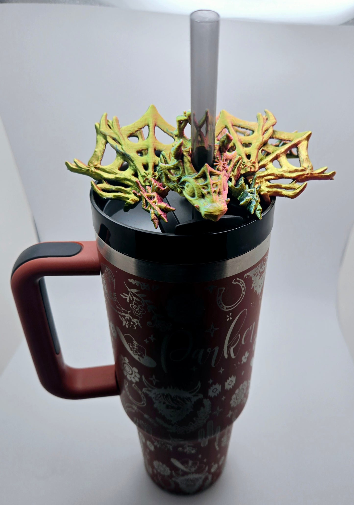 3D printed dragon straw topper – fantasy accessory for tumblers and drinks