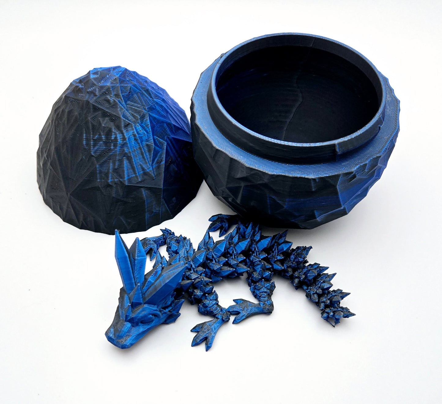 Crystal articulated flexi dragon toy with matching egg – 3D printed fantasy collectible