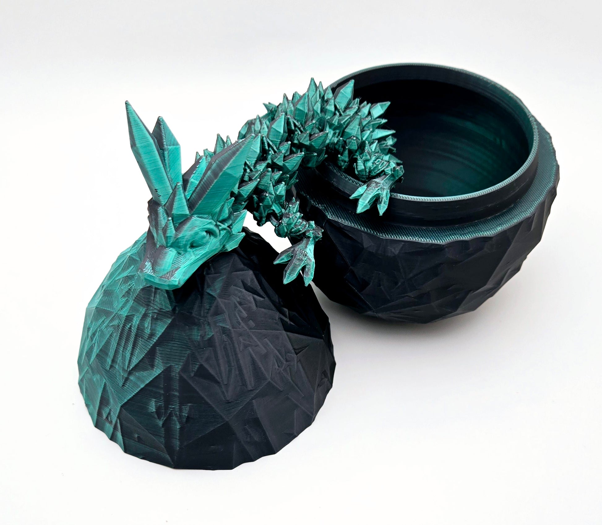 Crystal articulated flexi dragon toy with matching egg – 3D printed fantasy collectible