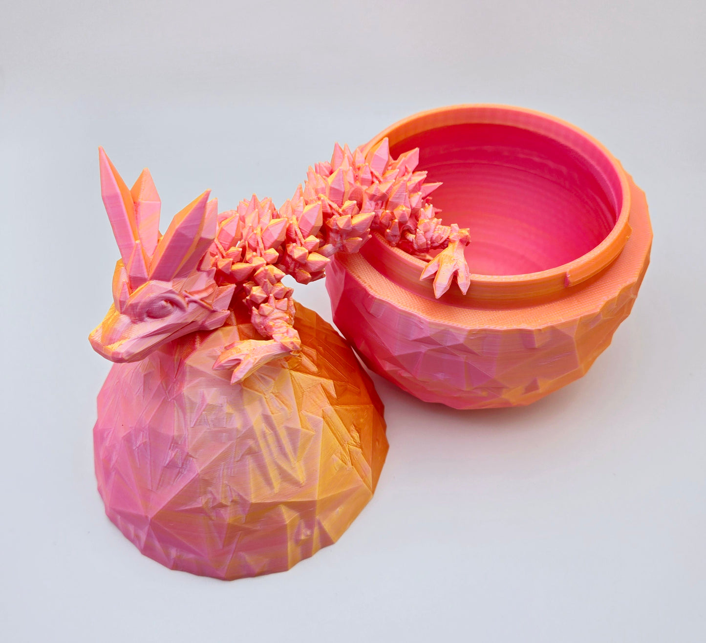 Crystal articulated flexi dragon toy with matching egg – 3D printed fantasy collectible