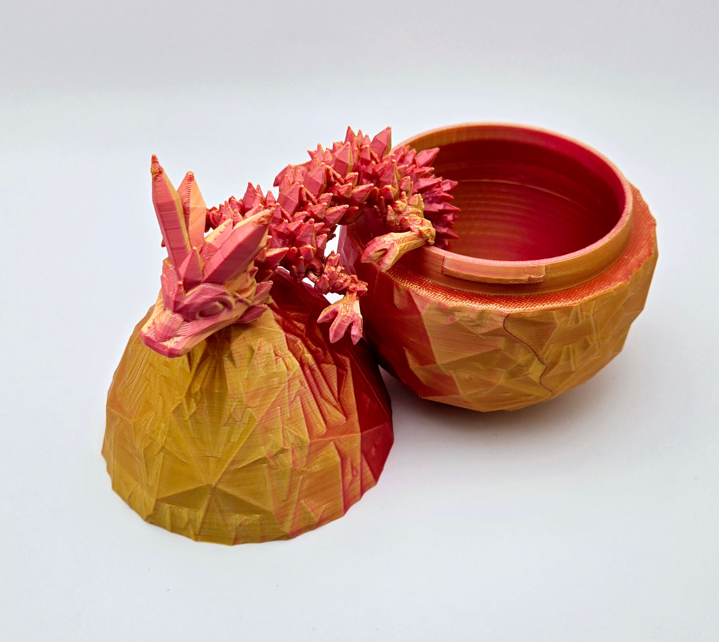 Crystal articulated flexi dragon toy with matching egg – 3D printed fantasy collectible