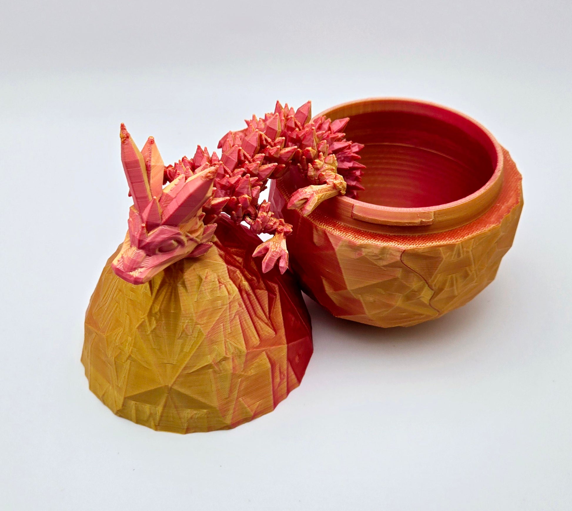 Crystal articulated flexi dragon toy with matching egg – 3D printed fantasy collectible