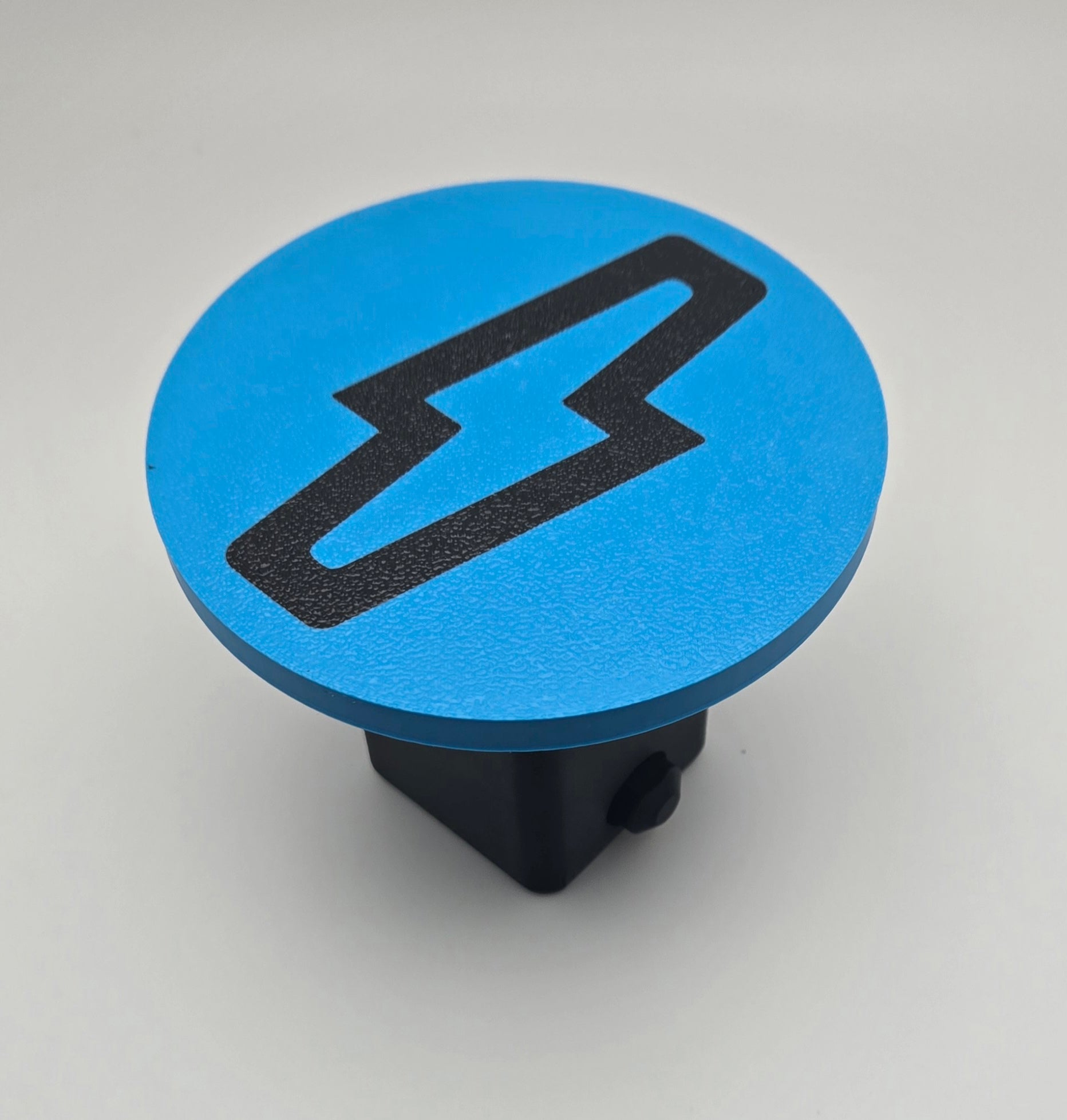 Custom lightning blue tow hitch cover for Ford F-150 Lightning, fits standard 2-inch receiver