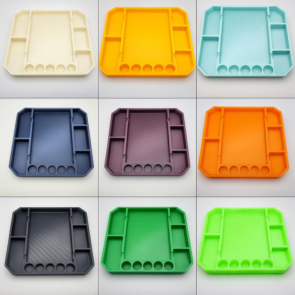 Flexible TPU pinball parts tray for screws, rubbers, and springs