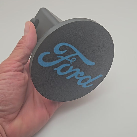 custom Ford tow hitch cover with text logo – fits standard 2 inch receiver