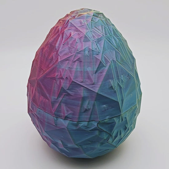 Crystal articulated flexi dragon toy with matching egg – 3D printed fantasy collectible
