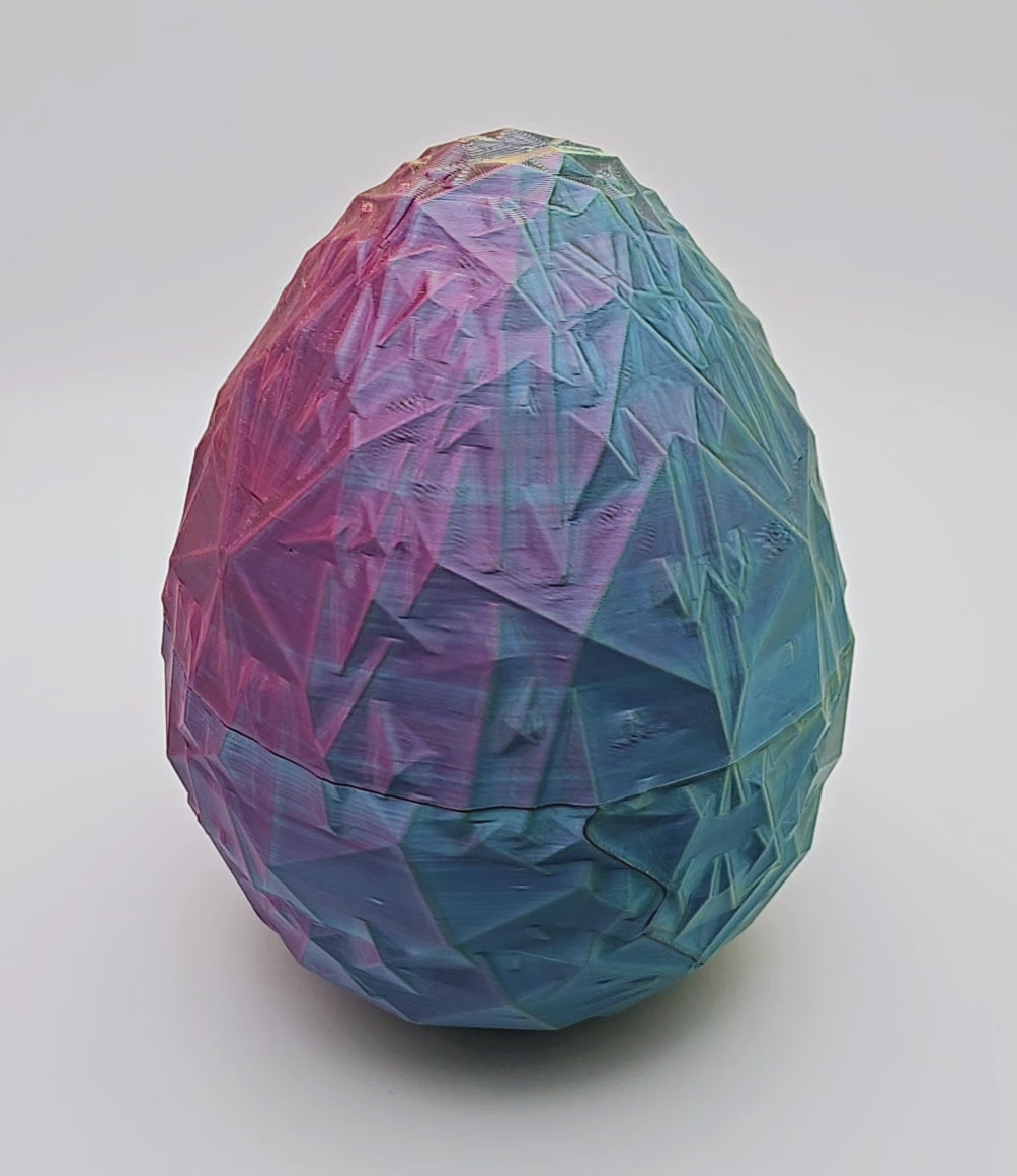 Crystal articulated flexi dragon toy with matching egg – 3D printed fantasy collectible