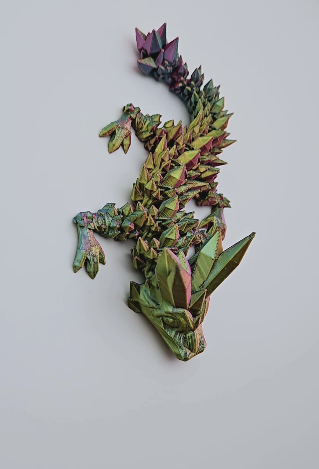 Crystal articulated flexi dragon toy with matching egg – 3D printed fantasy collectible