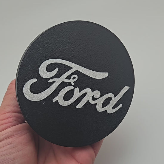 custom Ford tow hitch cover with text logo – fits standard 2 inch receiver