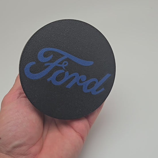 custom Ford tow hitch cover with text logo – fits standard 2 inch receiver