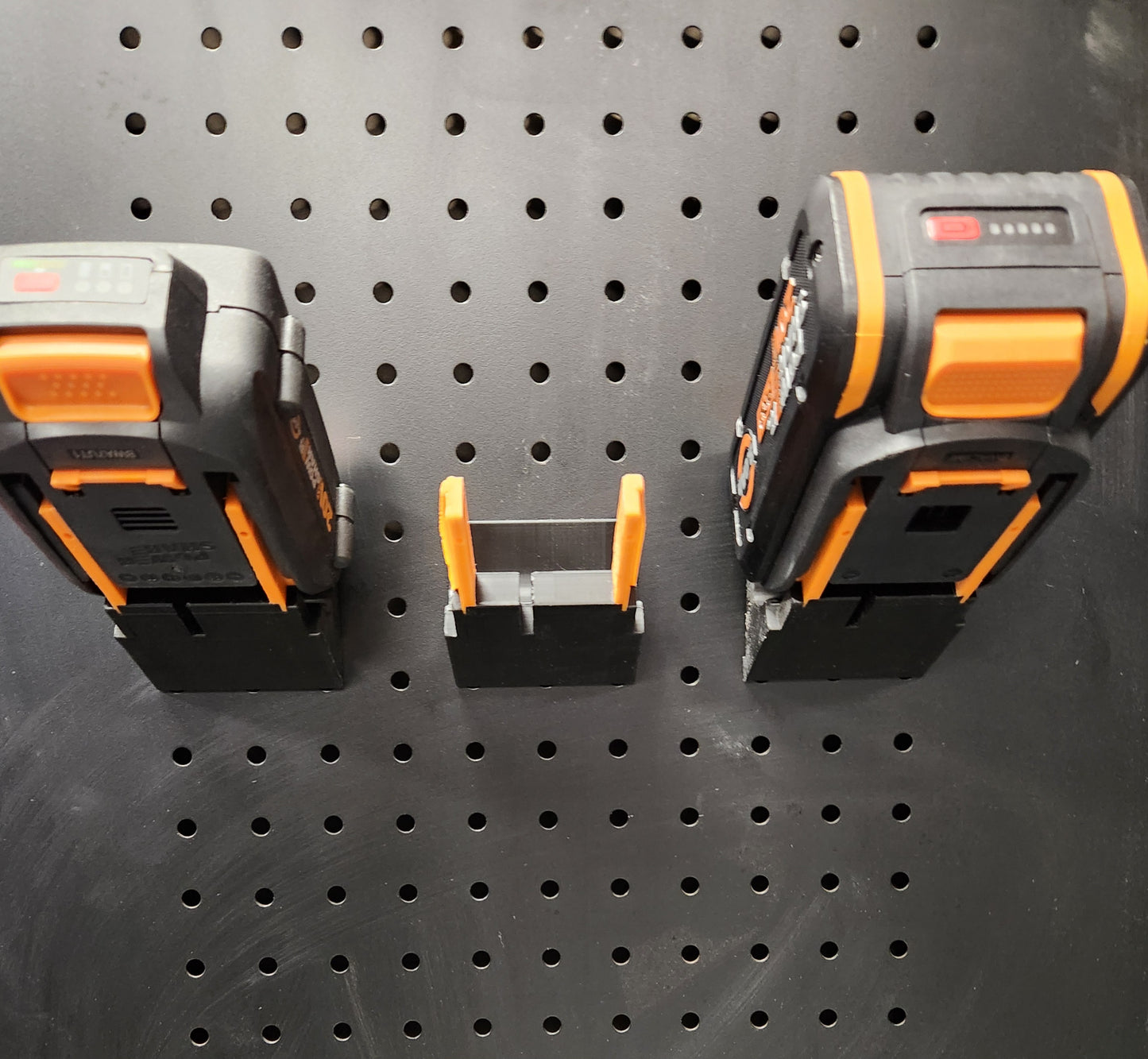 WORX power tool battery holder – 3D printed pegboard mount for shop organization